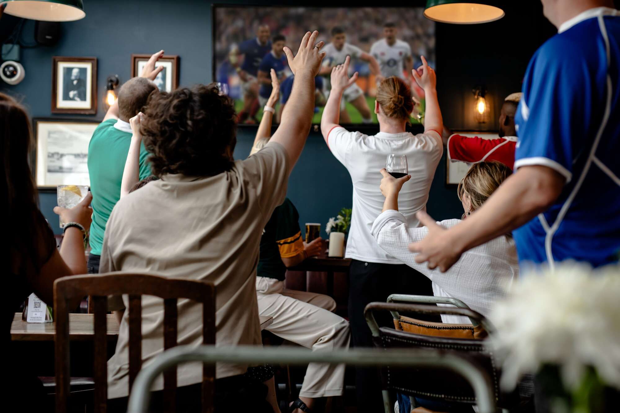 watching Rugby and Cheering