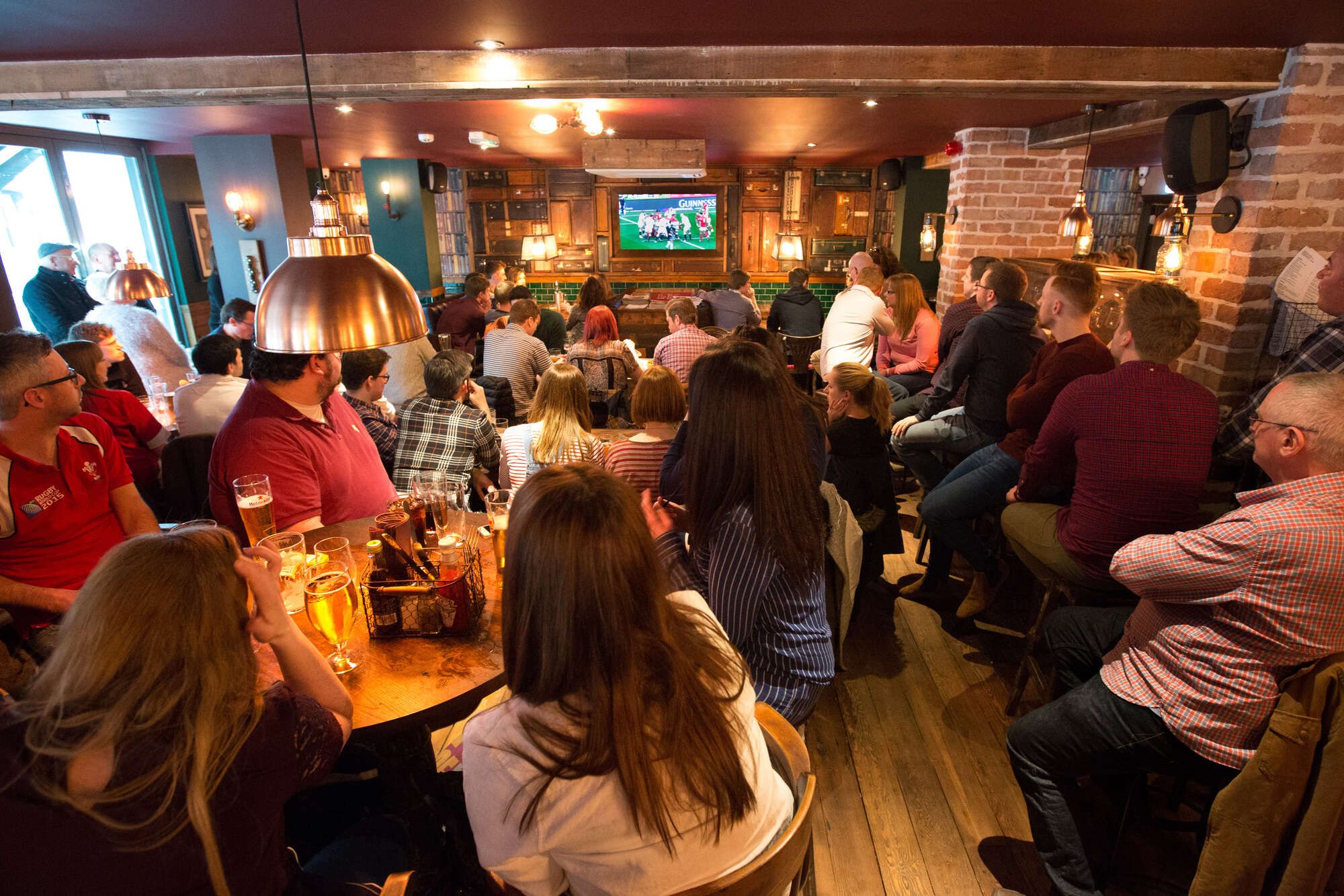 Watching the rugby at King Street, Bristol